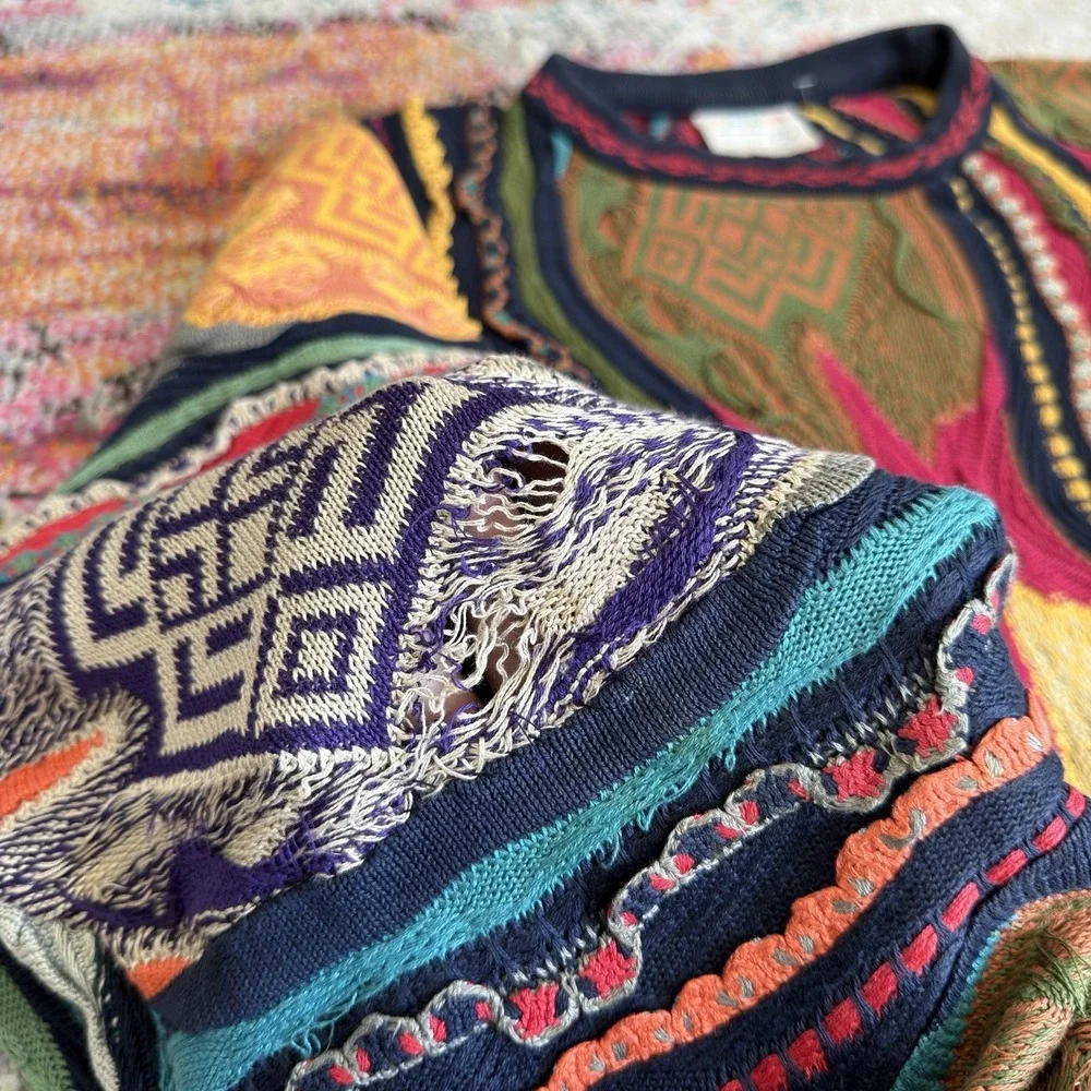 Vintage 90s Coogi Australia 3D Knit Crewneck Sweater Multicolored Size XL